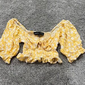 Yellow floral kendal and kylie crop top